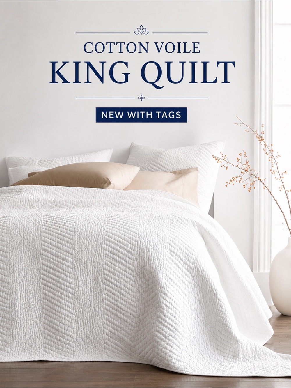 The Company Store Company Cotton Voile Quilt King White NWT Retail $224